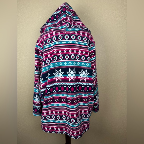 Blair Pink & Turquoise Fleece Hooded Jacket. Zippered & 2 Side Pockets. Size- 3X - Picture 6 of 13